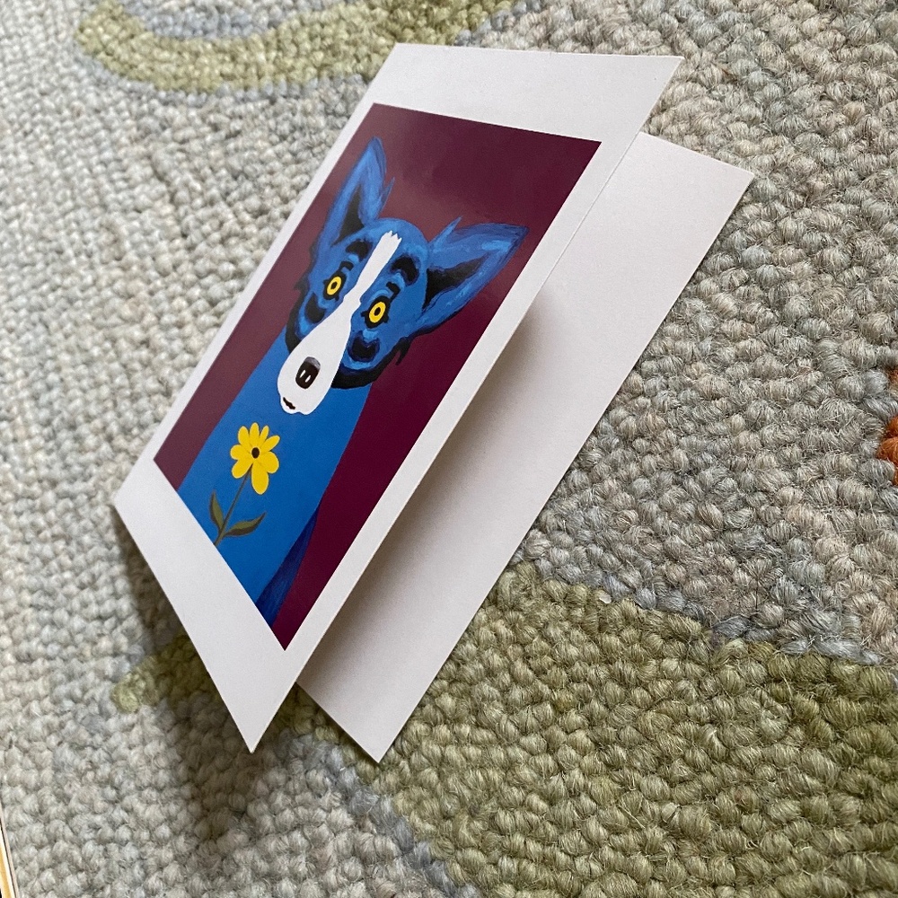 Y2K I George Rodrigue I Matted "Daisy" Blue Dog Note Card - Picture 10 of 16